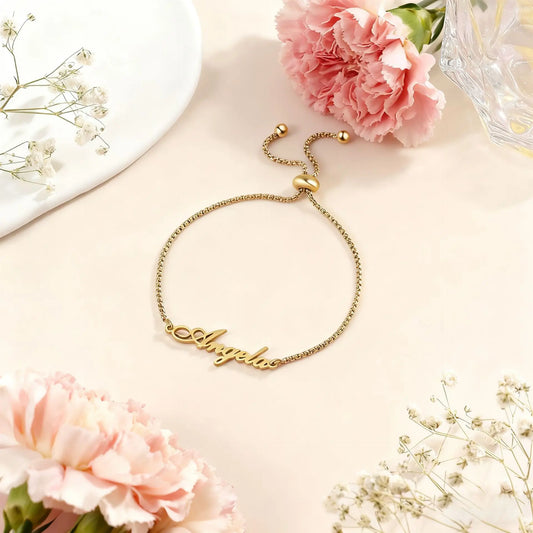 Fashion and Personalized Jewelry Stainless Steel Bead Customized English Letter Adjustable Bracelet for Couple