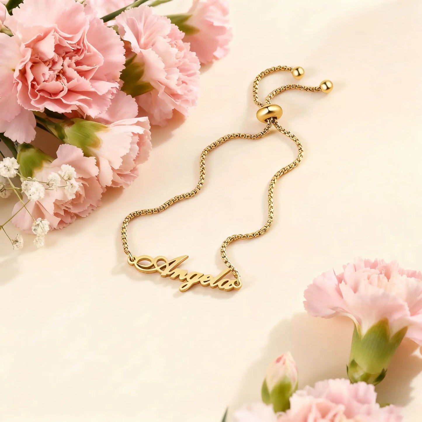 Fashion and Personalized Jewelry Stainless Steel Bead Customized English Letter Adjustable Bracelet for Couple